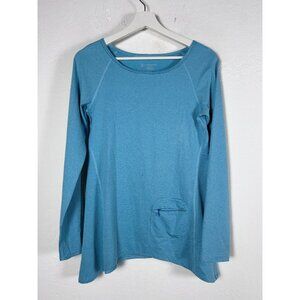 Stonewear Womens Blue Striped Long Sleeve Pullover Top With Pocket XS Stretch